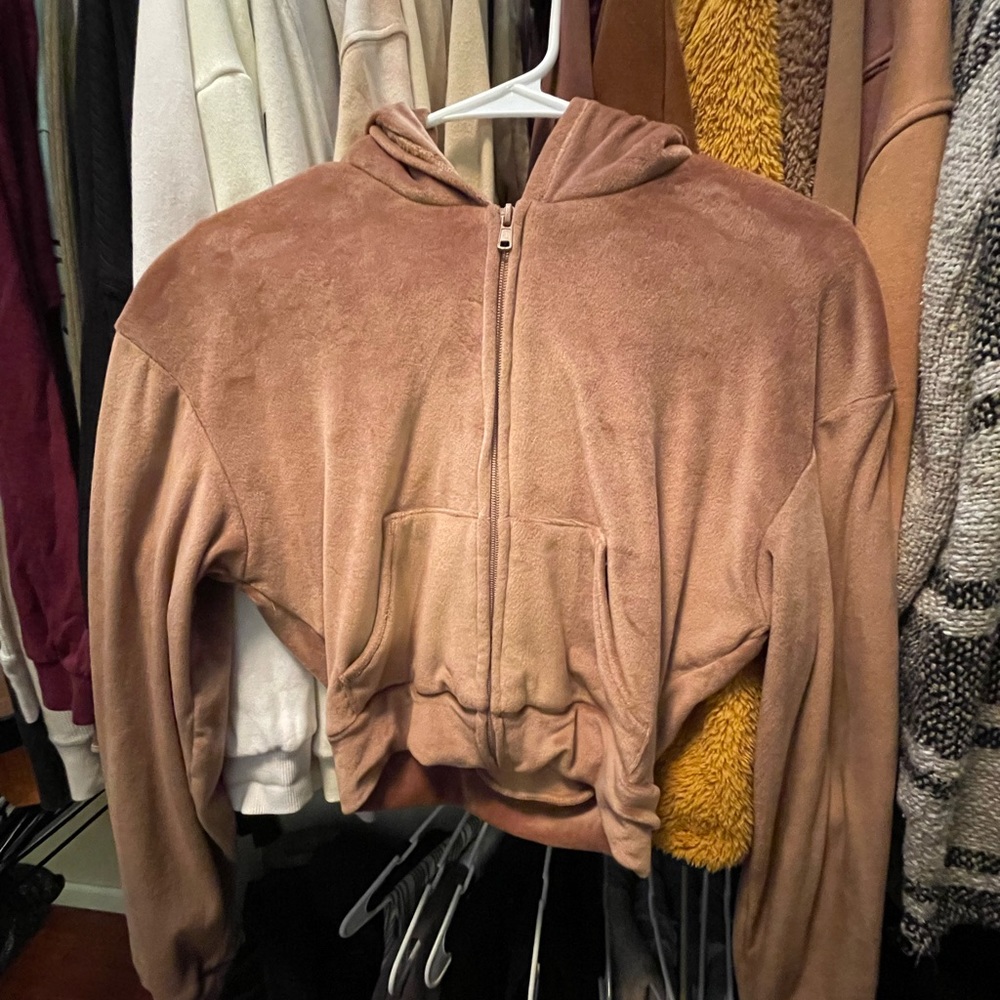 SKIMS velour zip up hoodie